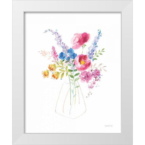 Semi Abstract Floral White Modern Wood Framed Art Print by Nai, Danhui