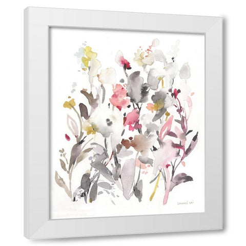 Breezy Florals I White Modern Wood Framed Art Print by Nai, Danhui