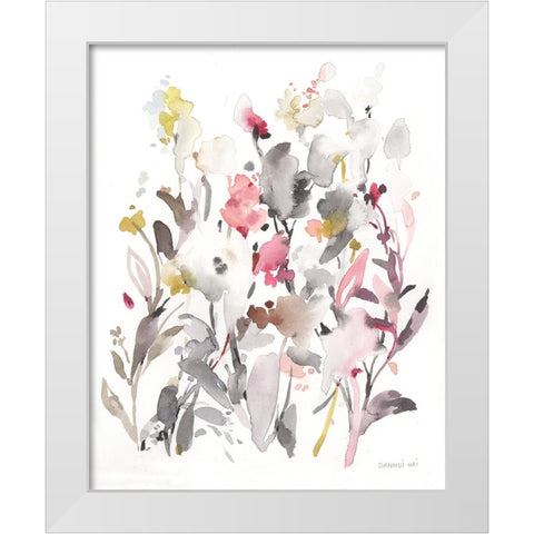 Breezy Florals I White Modern Wood Framed Art Print by Nai, Danhui