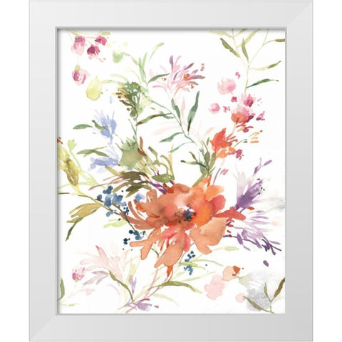 Breezy Florals IV White Modern Wood Framed Art Print by Nai, Danhui