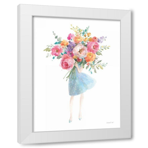 Bursting with Flowers White Modern Wood Framed Art Print by Nai, Danhui