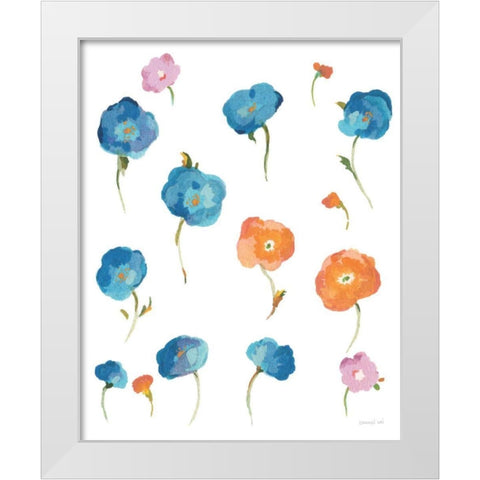 Retro Flowers I White Modern Wood Framed Art Print by Nai, Danhui