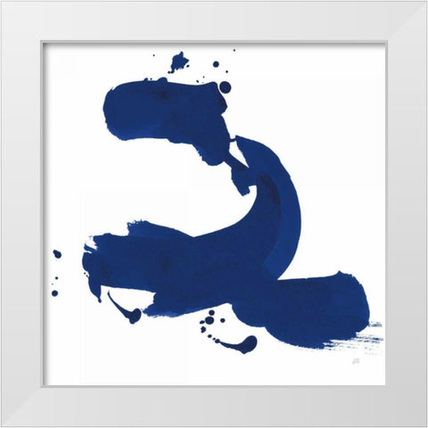 Cobalt Ink Drops II White Modern Wood Framed Art Print by Paschke, Chris