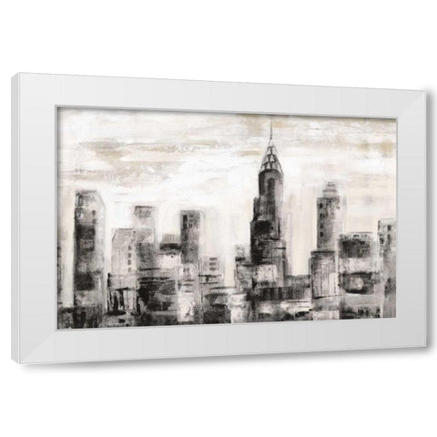 Manhattan Skyline BW Crop White Modern Wood Framed Art Print by Vassileva, Silvia
