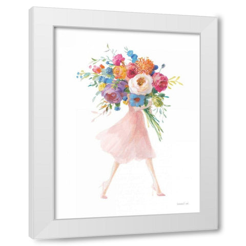 Bursting with Flowers II White Modern Wood Framed Art Print by Nai, Danhui