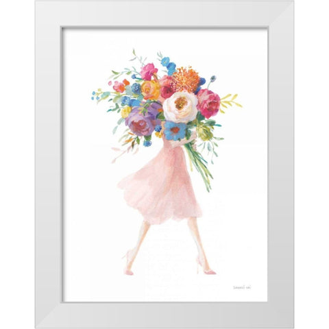 Bursting with Flowers II White Modern Wood Framed Art Print by Nai, Danhui