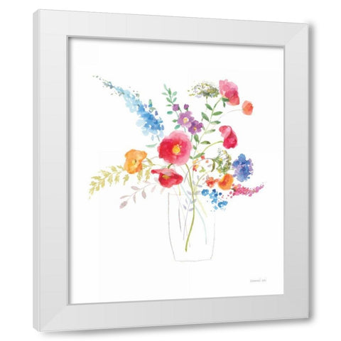 Semi Abstract Floral II White Modern Wood Framed Art Print by Nai, Danhui