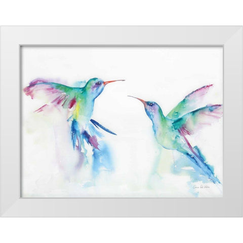 Hummingbirds I White Modern Wood Framed Art Print by Valle, Aimee Del