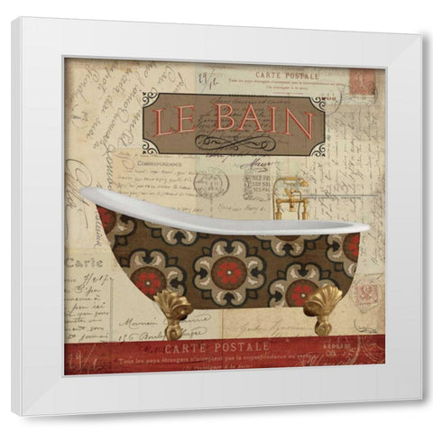 Postcard bath I White Modern Wood Framed Art Print by Pela Studio