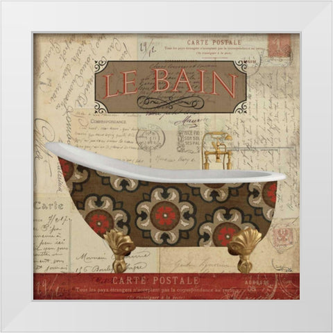 Postcard bath I White Modern Wood Framed Art Print by Pela Studio