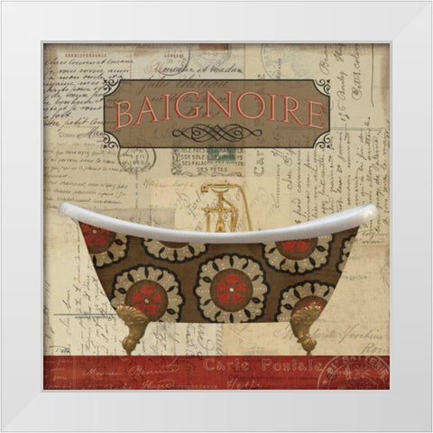 Postcard Bath II White Modern Wood Framed Art Print by Pela Studio