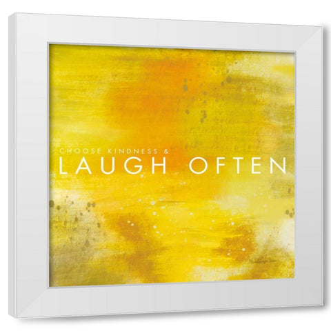 Laugh Often White Modern Wood Framed Art Print by Charro, Mercedes Lopez