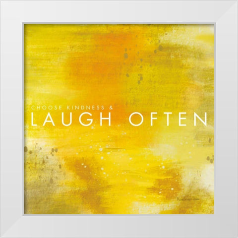 Laugh Often White Modern Wood Framed Art Print by Charro, Mercedes Lopez