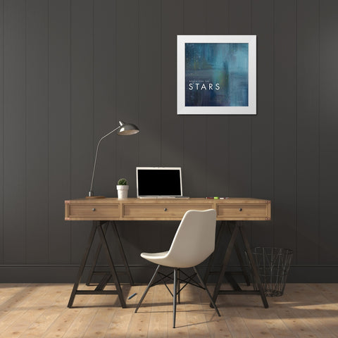 Stars White Modern Wood Framed Art Print by Charro, Mercedes Lopez