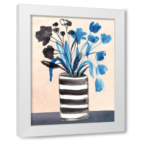 Blue Blooms White Modern Wood Framed Art Print by Panganiban, Karyn