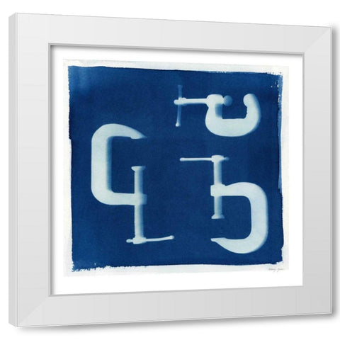 Cyanotype Tools I White Modern Wood Framed Art Print by Green, Nancy