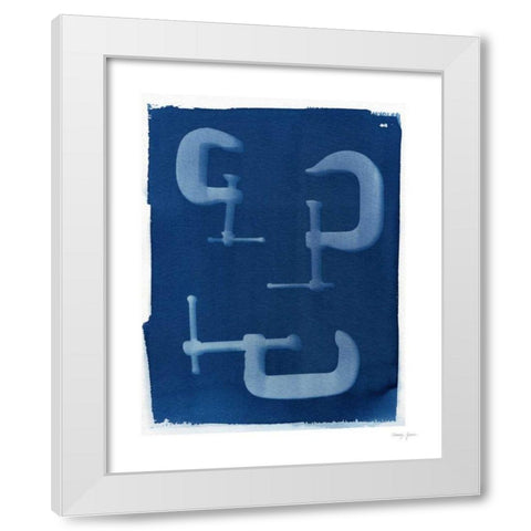 Cyanotype Tools II White Modern Wood Framed Art Print by Green, Nancy