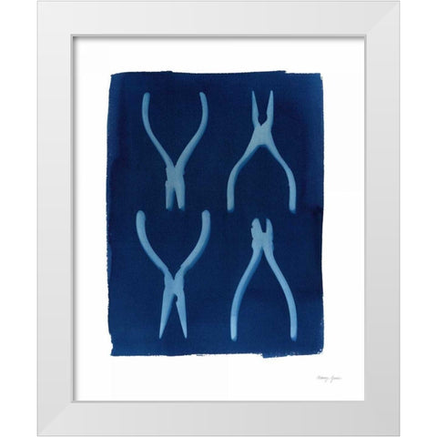 Cyanotype Tools XII White Modern Wood Framed Art Print by Green, Nancy