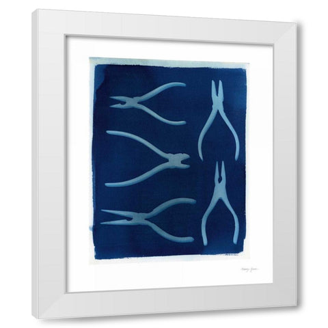 Cyanotype Tools XIII White Modern Wood Framed Art Print by Green, Nancy