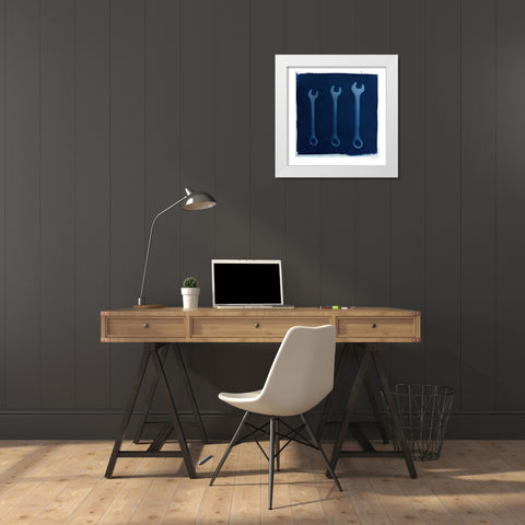 Cyanotype Tools XV White Modern Wood Framed Art Print by Green, Nancy