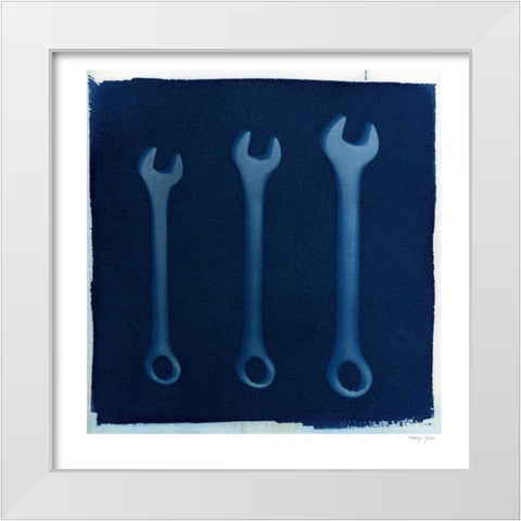 Cyanotype Tools XV White Modern Wood Framed Art Print by Green, Nancy