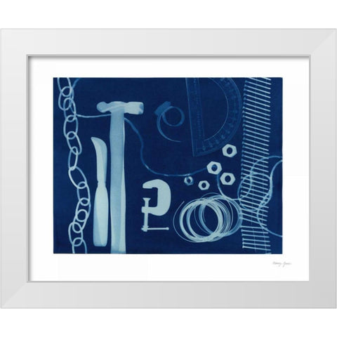 Cyanotype Tools XVI White Modern Wood Framed Art Print by Green, Nancy