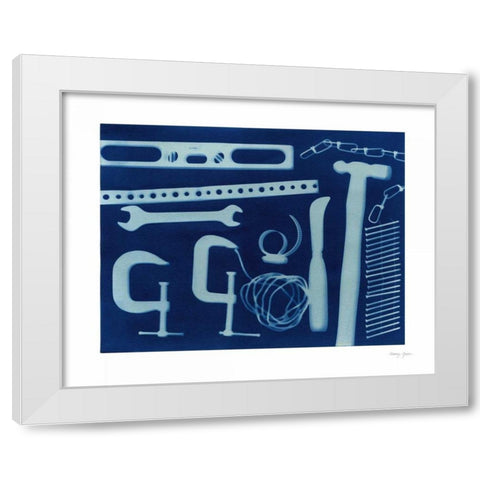 Cyanotype Tools XVII White Modern Wood Framed Art Print by Green, Nancy