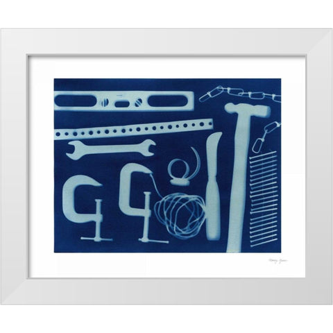 Cyanotype Tools XVII White Modern Wood Framed Art Print by Green, Nancy
