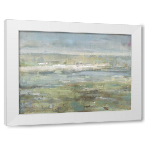 Gray Blue Field White Modern Wood Framed Art Print by Nai, Danhui