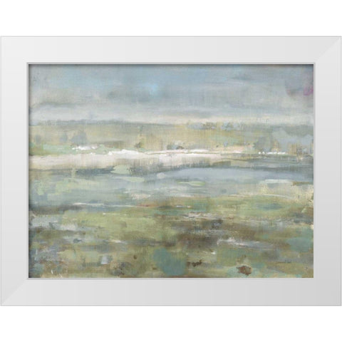 Gray Blue Field White Modern Wood Framed Art Print by Nai, Danhui