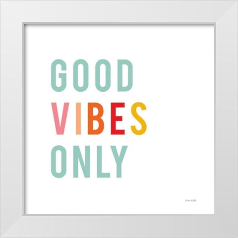 Good Vibes Only Pastel White Modern Wood Framed Art Print by Kelle, Ann