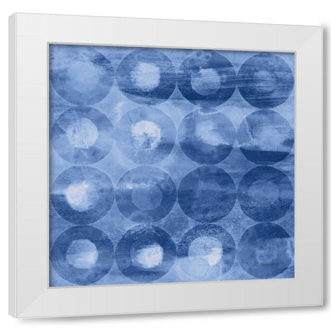 Touching Circles III Navy White Modern Wood Framed Art Print by Nai, Danhui