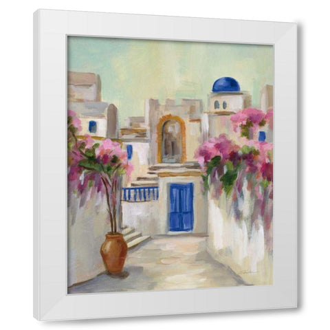 Santorini Street II White Modern Wood Framed Art Print by Vassileva, Silvia
