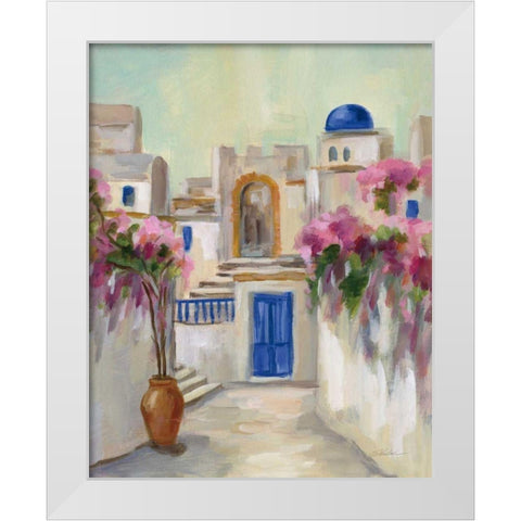 Santorini Street II White Modern Wood Framed Art Print by Vassileva, Silvia
