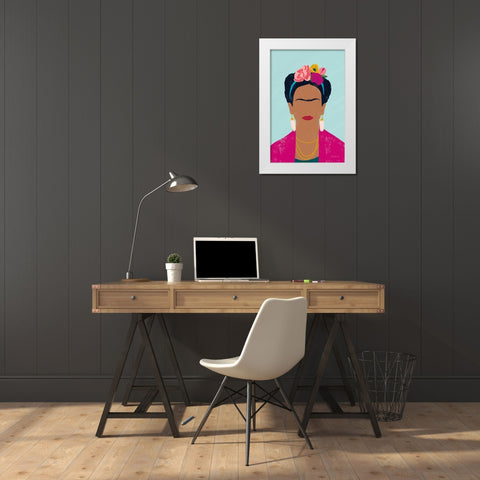 Frida Kahlo I White Modern Wood Framed Art Print by Thorns, Becky
