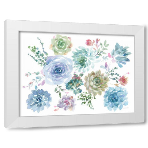 Pretty Succulents White Modern Wood Framed Art Print by Nai, Danhui