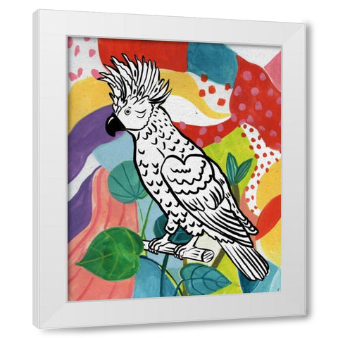 Jungle Cockatoo White Modern Wood Framed Art Print by Zaman, Farida