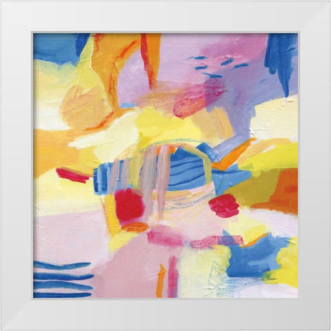 Pastel Shades Abstract White Modern Wood Framed Art Print by Zaman, Farida