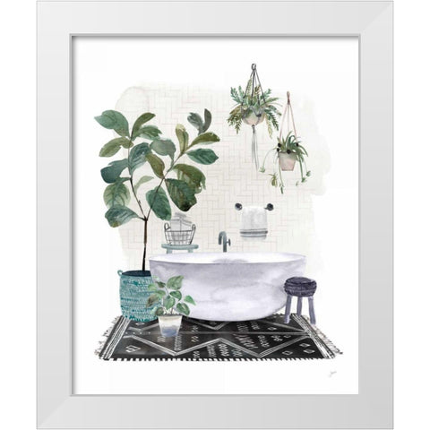 Courtyard Bath No Cat Neutral White Modern Wood Framed Art Print by Panganiban, Karyn