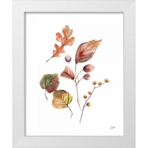 Pieces of Autumn I White Modern Wood Framed Art Print by Panganiban, Karyn