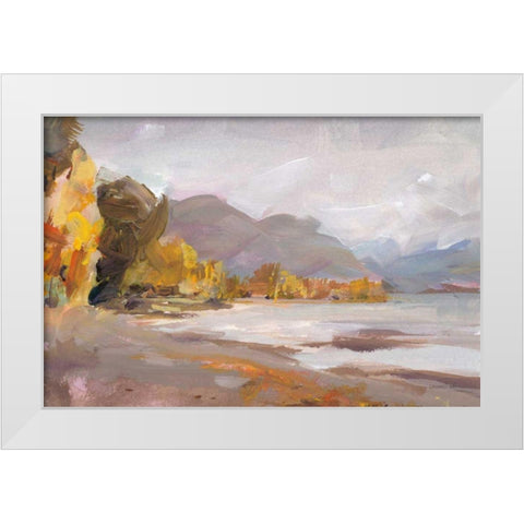 October Coast White Modern Wood Framed Art Print by Nai, Danhui