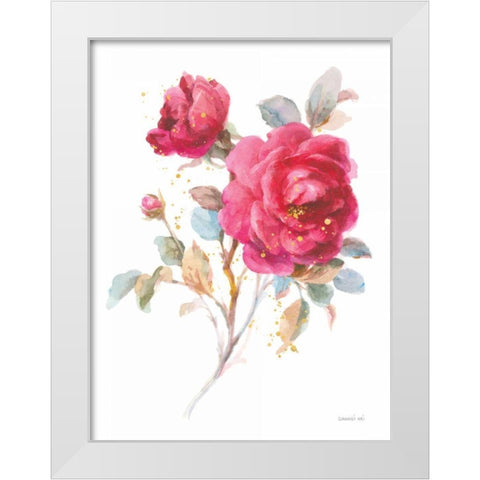 Bold Roses I White Modern Wood Framed Art Print by Nai, Danhui