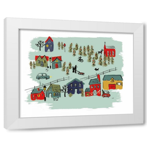 Winter Village I Green White Modern Wood Framed Art Print by York, Leah