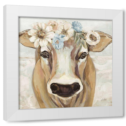 Beau with Flowers Neutral White Modern Wood Framed Art Print by Vertentes, Jeanette