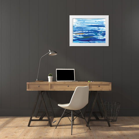Waves and Light White Modern Wood Framed Art Print by Schlabach, Sue