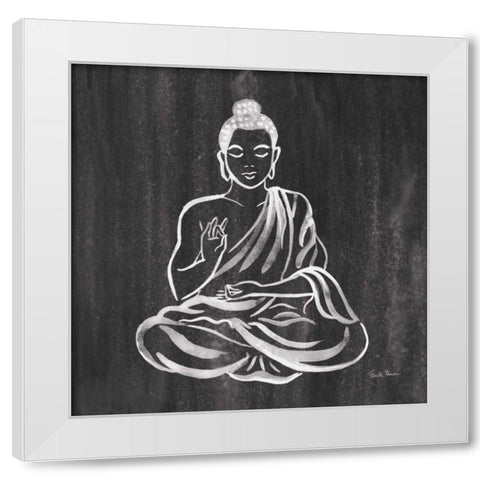 Buddha Gray White Modern Wood Framed Art Print by Zaman, Farida