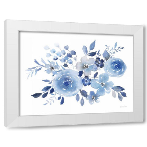 Fresh Blue Bower I White Modern Wood Framed Art Print by Nai, Danhui