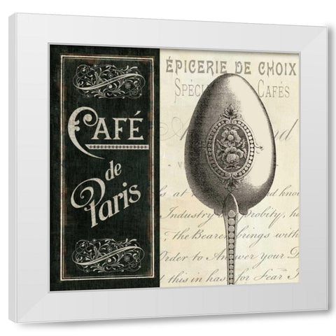 French Menu I White Modern Wood Framed Art Print by Pela Studio