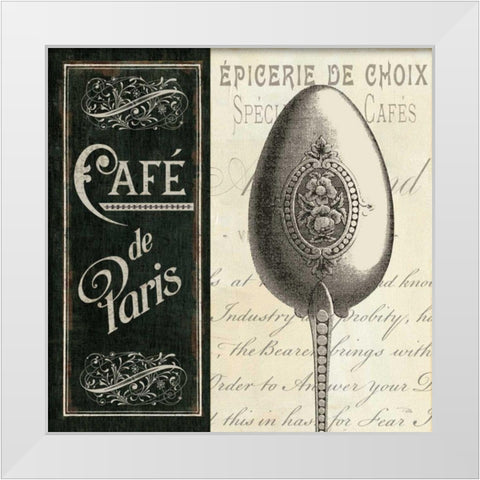 French Menu I White Modern Wood Framed Art Print by Pela Studio