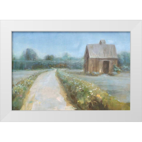 Road to the Fields White Modern Wood Framed Art Print by Nai, Danhui